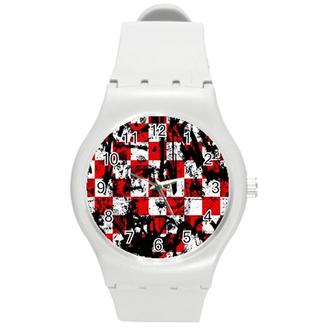 Emo Checker Graffiti Round Plastic Sport Watch Medium from ArtsNow.com Front