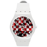 Emo Checker Graffiti Round Plastic Sport Watch Medium