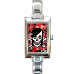 Emo Girl Skull Rectangular Italian Charm Watch