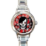 Emo Girl Skull Round Italian Charm Watch