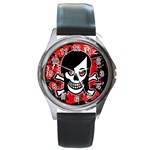 Emo Girl Skull Round Metal Watch