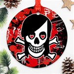 Emo Girl Skull Ornament (Round)