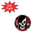 Emo Girl Skull 1  Mini Button (100 pack) 