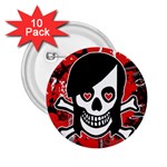 Emo Girl Skull 2.25  Button (10 pack)