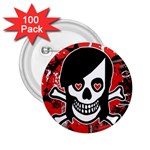 Emo Girl Skull 2.25  Button (100 pack)