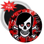 Emo Girl Skull 3  Magnet (10 pack)