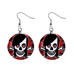 Emo Girl Skull 1  Button Earrings