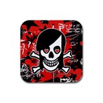 Emo Girl Skull Rubber Square Coaster (4 pack)