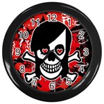 Emo Girl Skull Wall Clock (Black)