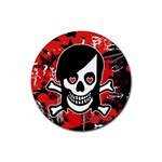 Emo Girl Skull Rubber Round Coaster (4 pack)