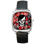 Emo Girl Skull Square Metal Watch