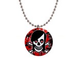 Emo Girl Skull 1  Button Necklace