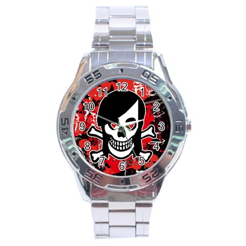 Emo Girl Skull Stainless Steel Analogue Men’s Watch from ArtsNow.com Front