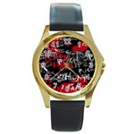 Emo Graffiti Round Gold Metal Watch