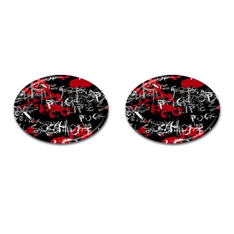 Emo Graffiti Cufflinks (Oval) from ArtsNow.com Front(Pair)