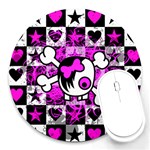 Emo Scene Girl Skull Round Mousepad