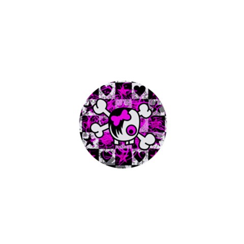 Emo Scene Girl Skull 1  Mini Button from ArtsNow.com Front