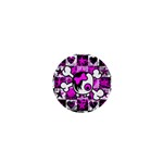 Emo Scene Girl Skull 1  Mini Button