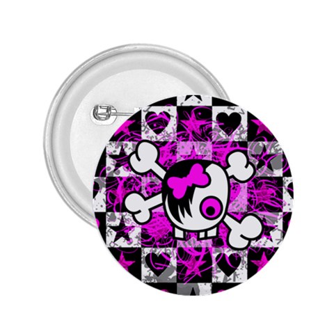 Emo Scene Girl Skull 2.25  Button from ArtsNow.com Front