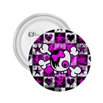 Emo Scene Girl Skull 2.25  Button