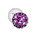 Emo Scene Girl Skull 1.75  Button