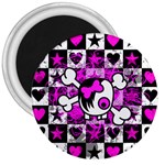 Emo Scene Girl Skull 3  Magnet