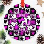 Emo Scene Girl Skull Ornament (Round)