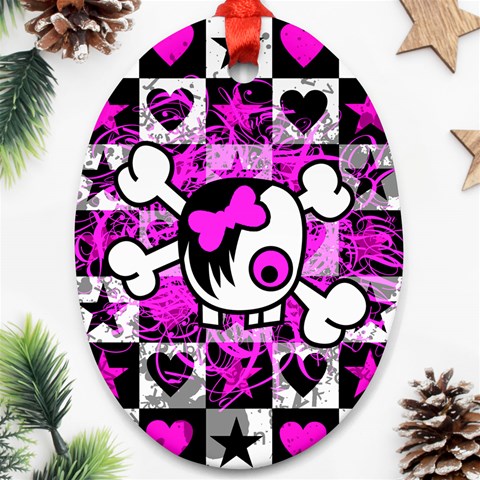 Emo Scene Girl Skull Ornament (Oval) from ArtsNow.com Front