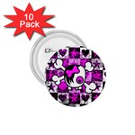 Emo Scene Girl Skull 1.75  Button (10 pack) 