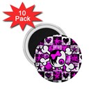 Emo Scene Girl Skull 1.75  Magnet (10 pack) 