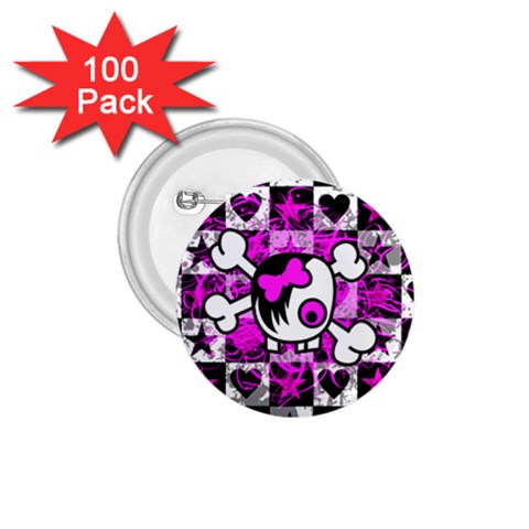 Emo Scene Girl Skull 1.75  Button (100 pack)  from ArtsNow.com Front