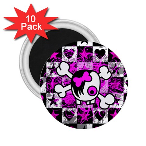 Emo Scene Girl Skull 2.25  Magnet (10 pack) from ArtsNow.com Front