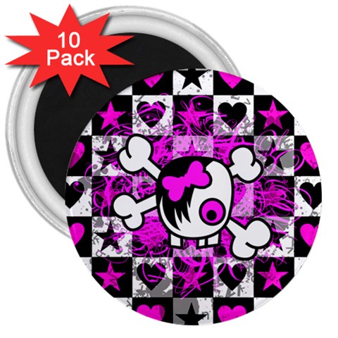 Emo Scene Girl Skull 3  Magnet (10 pack) from ArtsNow.com Front