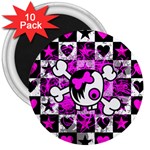 Emo Scene Girl Skull 3  Magnet (10 pack)