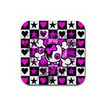 Emo Scene Girl Skull Rubber Coaster (Square)