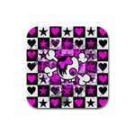 Emo Scene Girl Skull Rubber Square Coaster (4 pack)