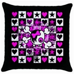 Emo Scene Girl Skull Throw Pillow Case (Black)