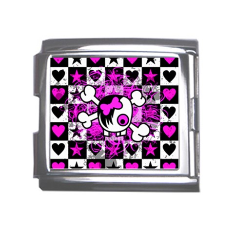 Emo Scene Girl Skull Mega Link Italian Charm (18mm) from ArtsNow.com Front