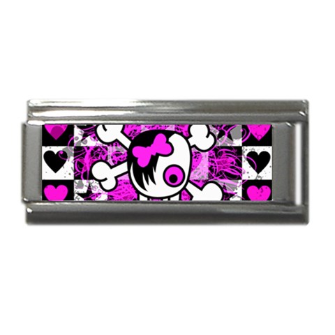 Emo Scene Girl Skull Superlink Italian Charm (9mm) from ArtsNow.com Front