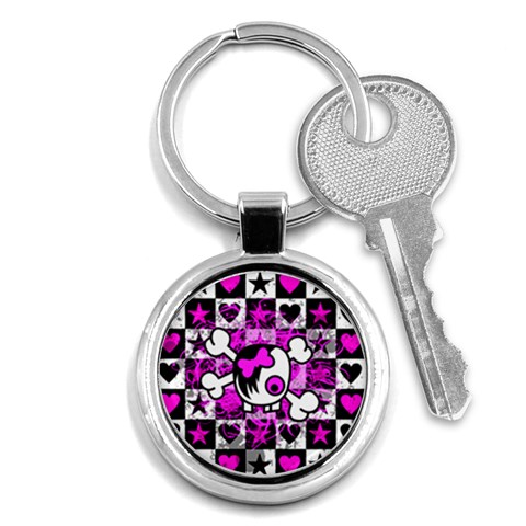 Emo Scene Girl Skull Key Chain (Round) from ArtsNow.com Front