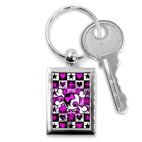 Emo Scene Girl Skull Key Chain (Rectangle) from ArtsNow.com Front