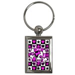 Emo Scene Girl Skull Key Chain (Rectangle)