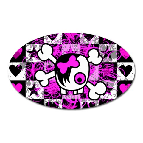 Emo Scene Girl Skull Magnet (Oval) from ArtsNow.com Front