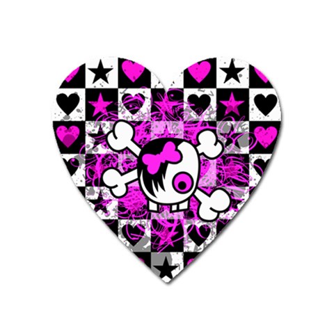 Emo Scene Girl Skull Magnet (Heart) from ArtsNow.com Front