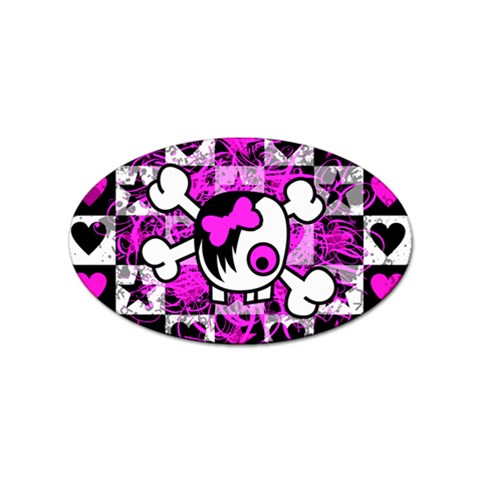 Emo Scene Girl Skull Sticker Oval (10 pack) from ArtsNow.com Front
