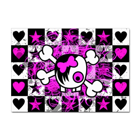 Emo Scene Girl Skull Sticker A4 (10 pack) from ArtsNow.com Front