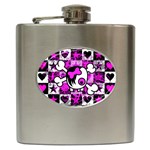 Emo Scene Girl Skull Hip Flask (6 oz)