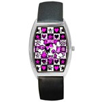 Emo Scene Girl Skull Barrel Style Metal Watch