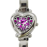 Emo Scene Girl Skull Heart Italian Charm Watch