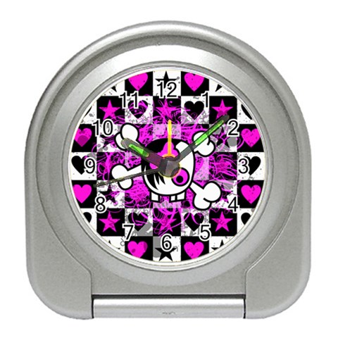 Emo Scene Girl Skull Travel Alarm Clock from ArtsNow.com Front